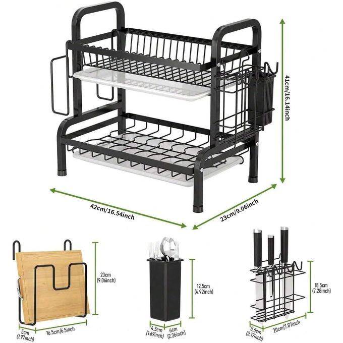 Shop CYFAZA 2 Tier Dish Rack for Kitchen Counter, Dish Drying Rack with ...
