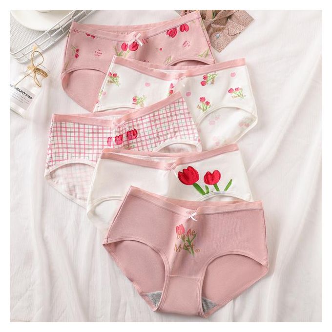 Shop Generic Langsha 5pcs/set Women Panties Soft Cotton Underwear Girls  Cute Print Intimate Plus Size Xxl Briefs Ladies Breathable Underpants  Online