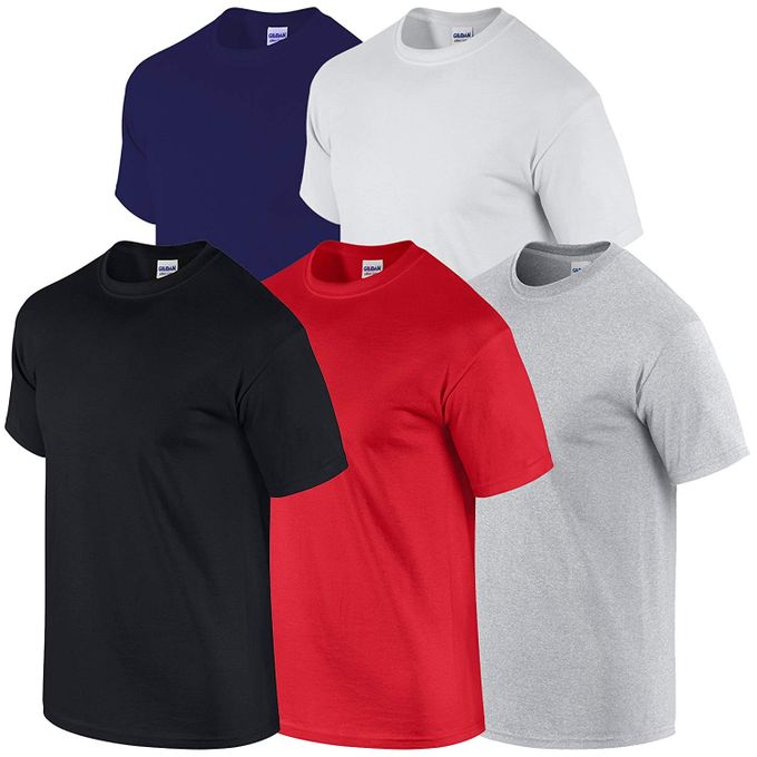 Shop White Label Short Sleeve T-shirt Set - 5 Pack Multicolor | Jumia Egypt