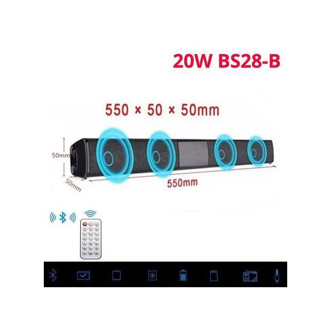 Shop Generic 20W TV Soundbar Bluetooth Speaker FM Radio Home Theater