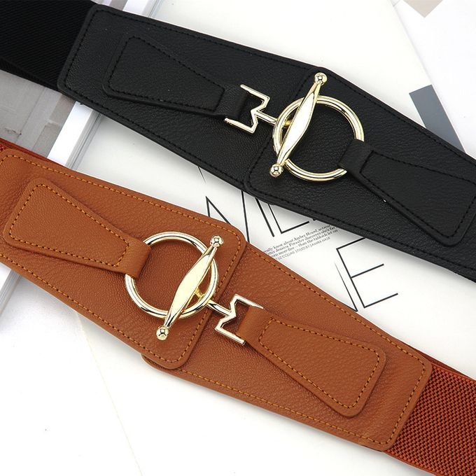 Shop Generic (Khaki)New Women PU Leather Wide Waist Belt High Quality  Luxury Big Belts for Women Retro Stretch Dress Belt Cummerbunds Plus Size  Belt XXM Online