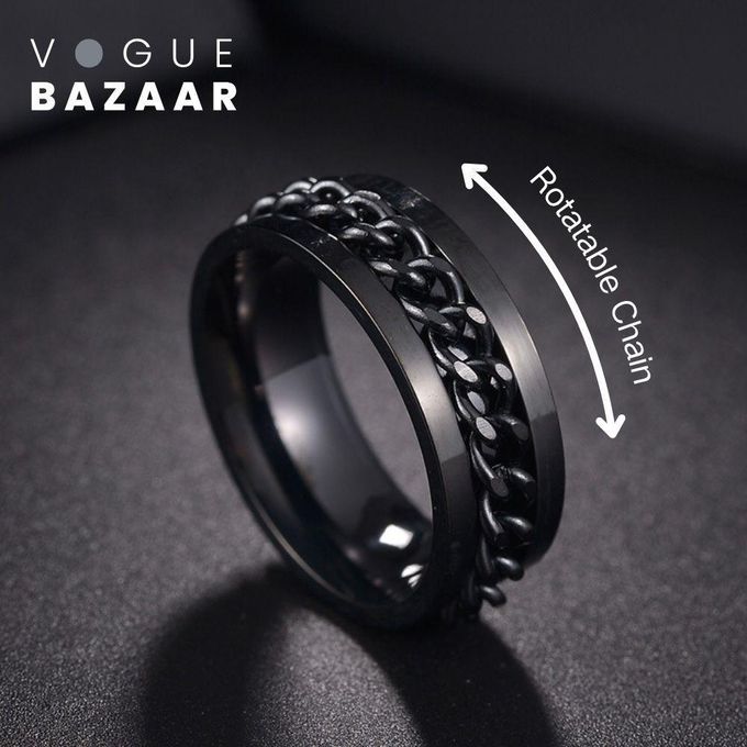 VOGUE BAZAAR Rotatable Chain Ring Stainless Steel Ring Spinner Ring Wedding Band For Men's Birthday Engagement Fathers' Day Valentine's Day