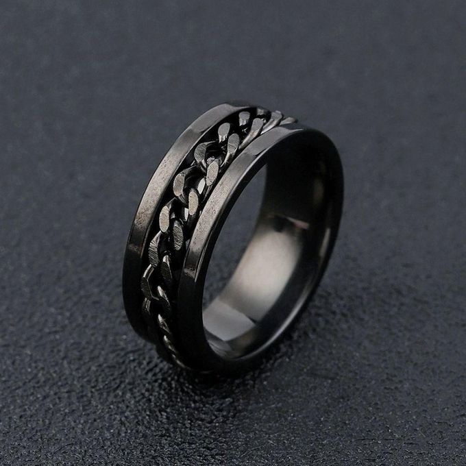 VOGUE BAZAAR Rotatable Chain Ring Stainless Steel Ring Spinner Ring Wedding Band For Men's Birthday Engagement Fathers' Day Valentine's Day - Image 2