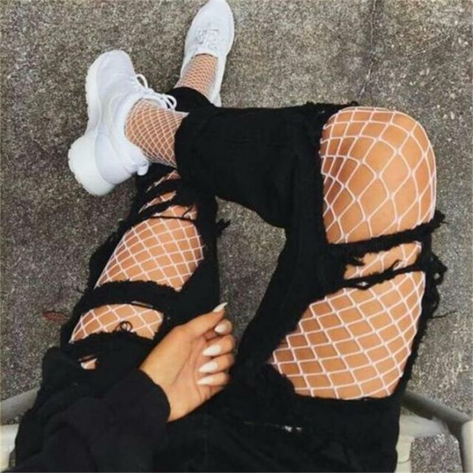 Shop Generic Women Grils Hollow Out Fishnet Stocking Sexy Tights Pantyhose  Small Middle Big Hole Tight Spring Summer Stockings White-Middle Hole  Online