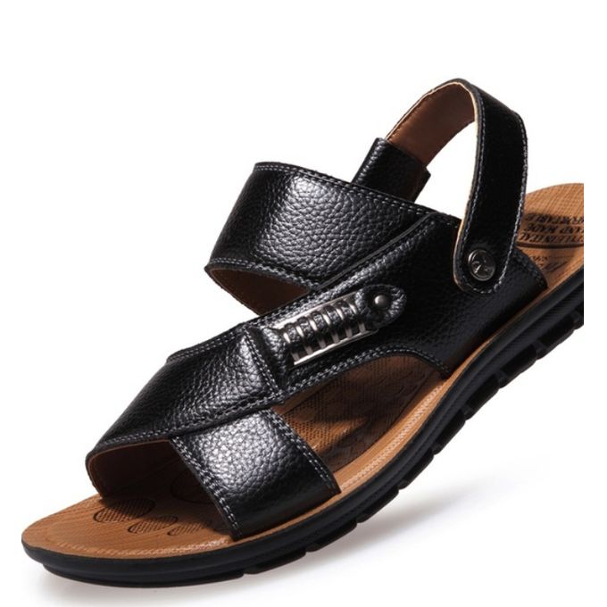 Shop Generic Men's Fashion Breathable Leather Beach Sandals Online ...
