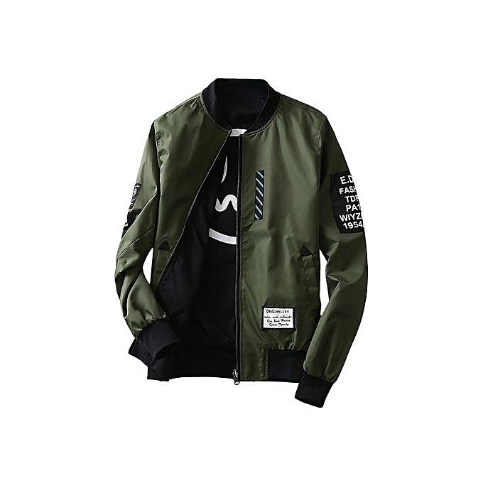Shop Fashion Bomber Jacket Coat Patchwork Zipper Two Sides Double Side ...