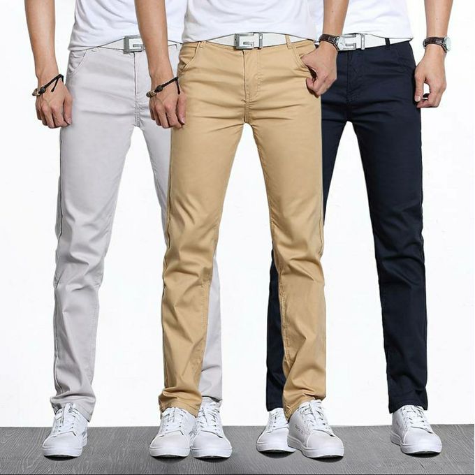 Shop White Label Slim Fit Khaki Trouser - 3 Pieces - Multicolour Online ...