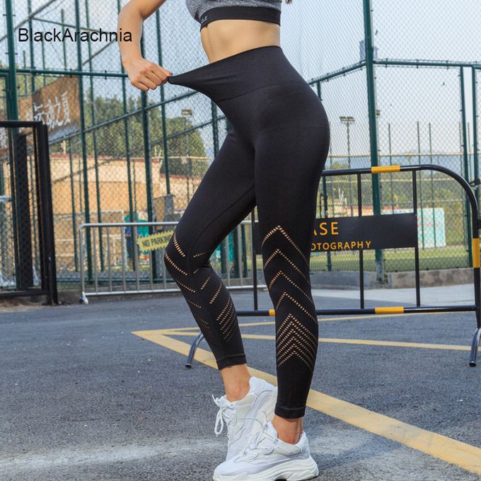 Shop Generic Solid Black Women Sport Pants Sexy Breathable Hollow
