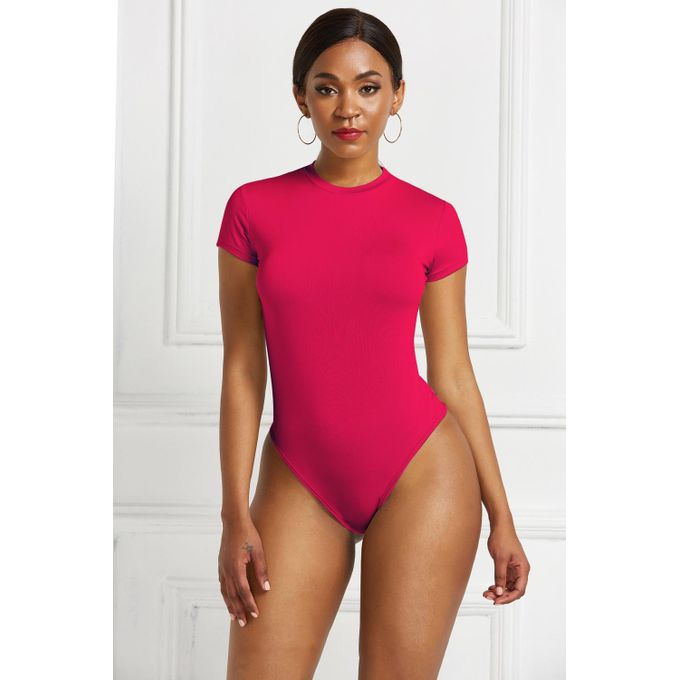 Newest Women's summer new sexy slim fitting round O-open back BODYSUIT 