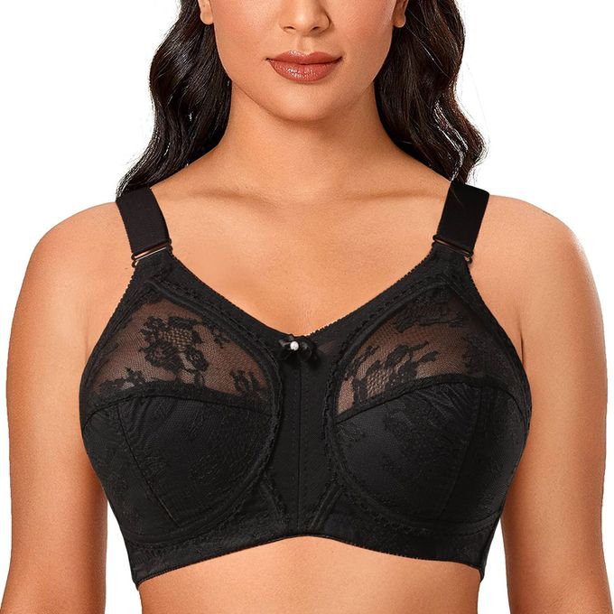 Bras For Women Big Minimizer Bras Large Size Lace Bra Women Unlined Full  Cup Big Cup Thin Wireless Adjusted-straps Soutien Gorge,coffee