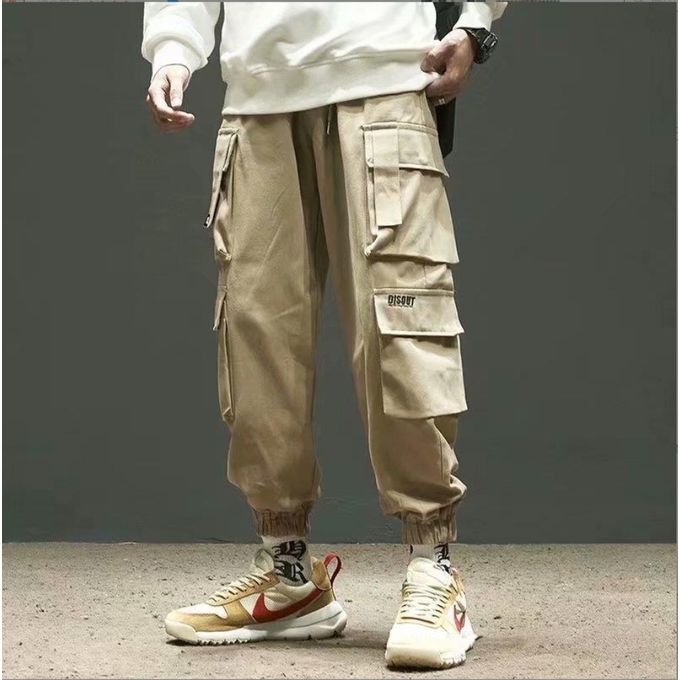 Hip Hop Joggers Men Harem Pants Multi-pocket Ribbons Man Sweatpants Casual