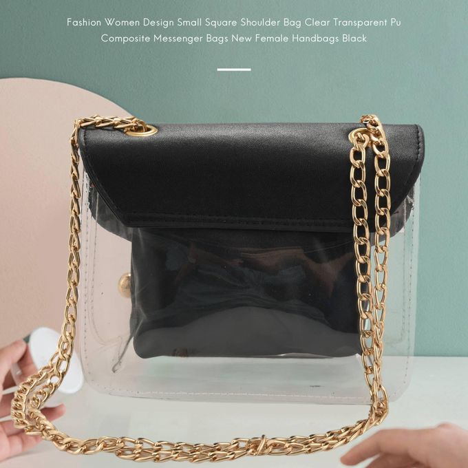 Women Small Square Shoulder Bag Fashion Clear Transparent Pu