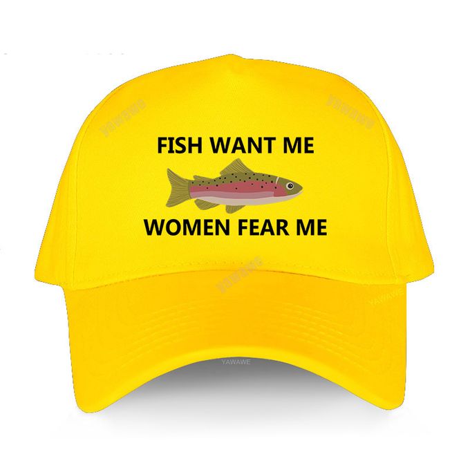 Shop Generic Fish Want Me Women Fear Me White Baseball Cap Hat Fish Women  Sun H Hop Bonnet Online