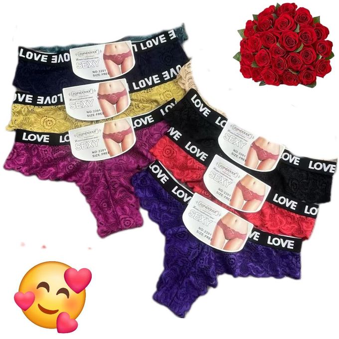 Shop White Label Lace Panties Set 6 Pieces Multicolour Online