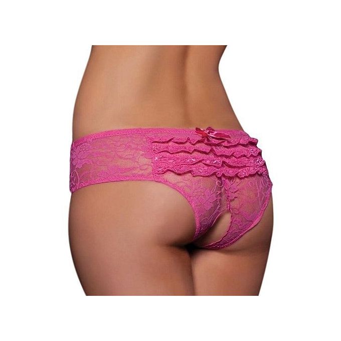 Shop Fashion Sexy Women Lace Crotchless Lingerie Bowknot Knickers Panties  Thong G-string Transparent Underwear Online