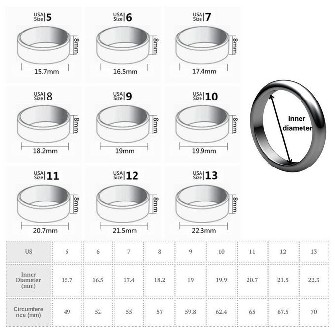 VOGUE BAZAAR 2 PCS Stainless Male Ring Wonderful Jewelry Gift For Men Women Cool Simple Band 8MM Width Silver Gold - Image 3