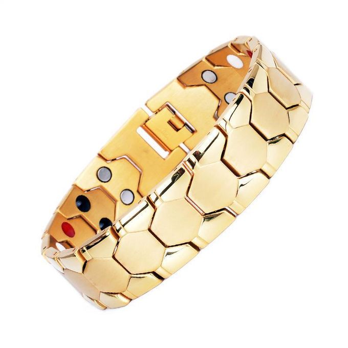 VOGUE BAZAAR Men Magnetic Detachable Bracelet Golden Hexagonal Stainless Steel Energy Bead Bangle with Storage Compartment - Image 3