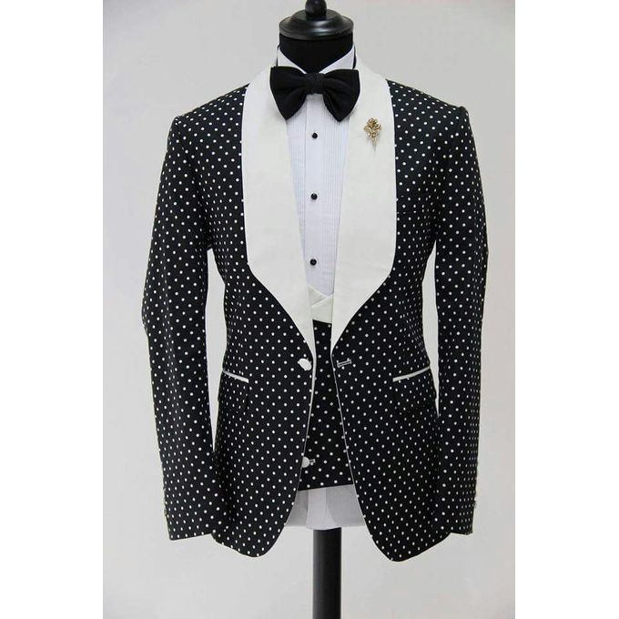 Shop White Label 3 Piece Polka Dot Suit - White/Black Online | Jumia Ghana