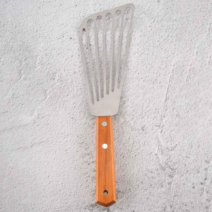 Stainless Steel Fish Spatula Turner, Wood Handle Fish Spatula, Slotted  Turner, Kitchen Metal Spatula for Flipping Frying 