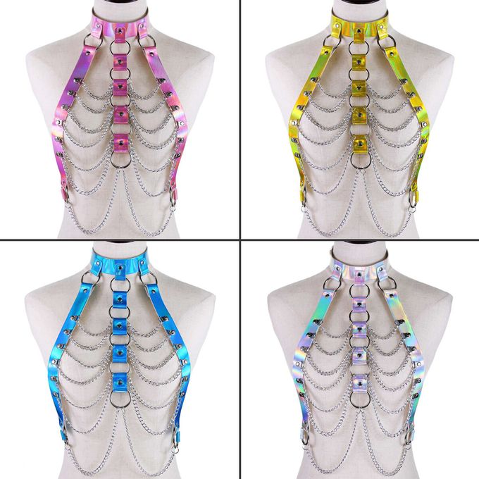 Shop Generic Halloween Punk Bra Belt Laser Multi PU Harness Bra