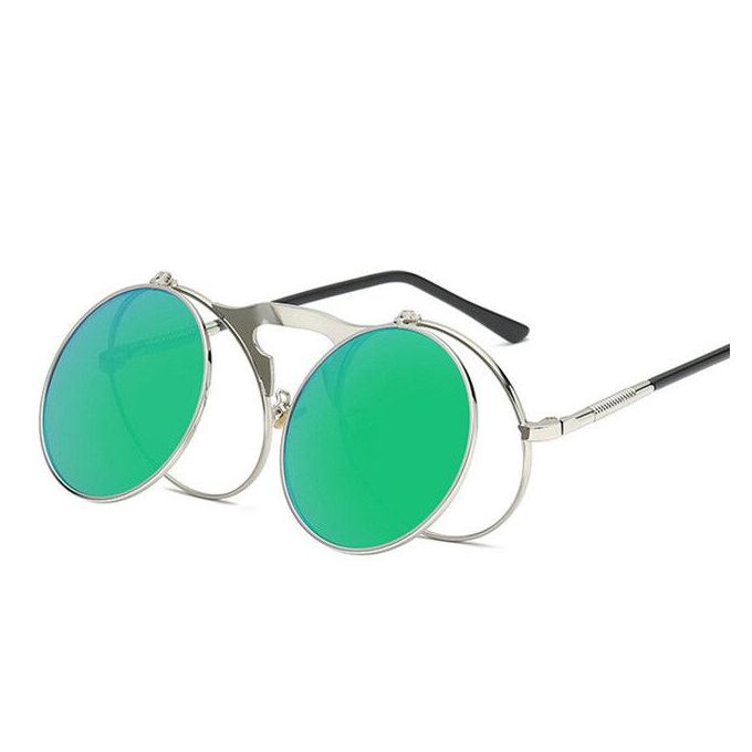 Shop Generic UV400 Retro Steam Punk Flip Sunglasses Metal Frame Hinged ...