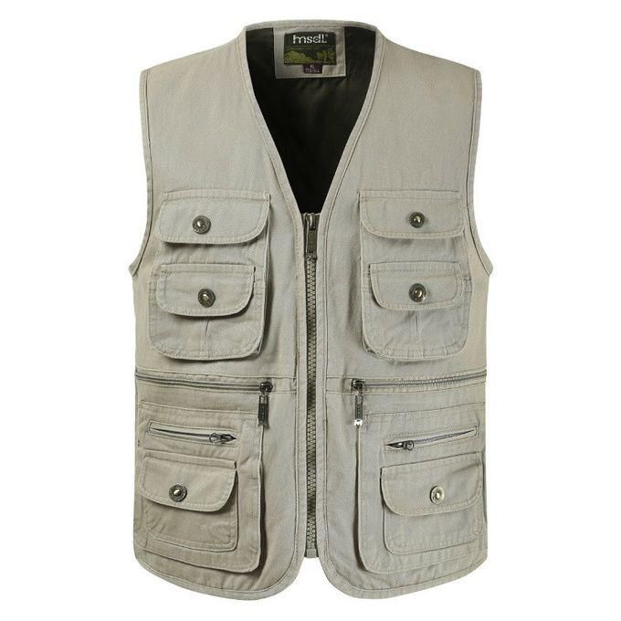 Mens Large Size Loose Multi Pocket Fishing Vest Climbing Camping Travel  Outdoor Waistcoat Multi-Pocket Photography Hunting Vests