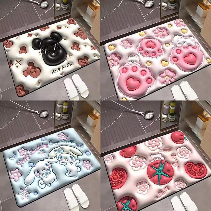 Shop White Label 4Pcs Bathroom Mat - Multicolor Online