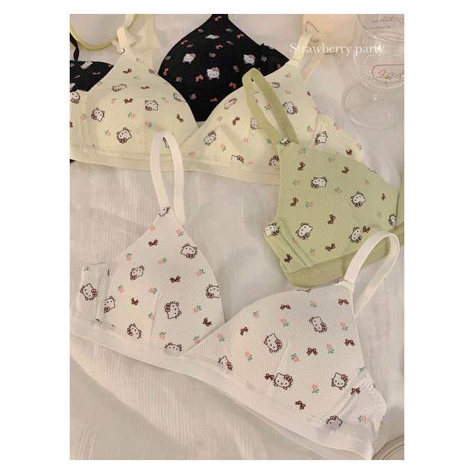 Shop Generic Cute Little Milk Cat Printing Girls Underwear Female Gathered  Without Steel Ring Bra Thin Gathered Comfortable Lingerie Online