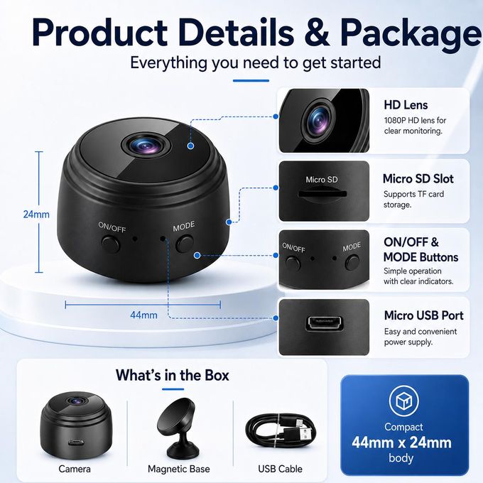 Shop Generic WiFi Smart Security Camera – HD Night Vision Outdoor Mini ...
