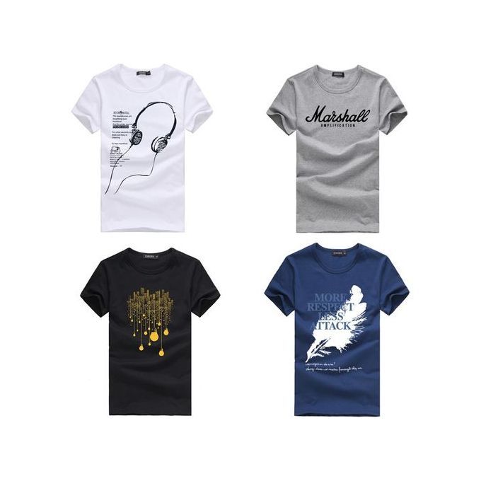 Shop Fashion Short Sleeve T-Shirt - 4 Piece - Multicolour Online ...
