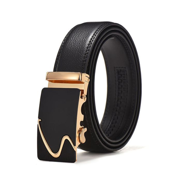 Shop Generic Men's Faux Leather Belt Automatic Buckle - Black Online ...