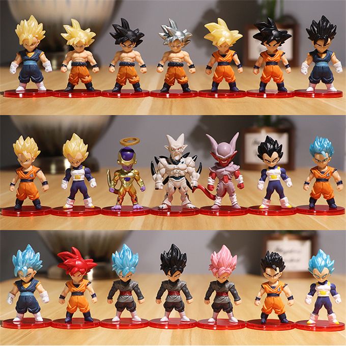 6Pcs Anime Dragon Ball Z Ação Filho Goku Vegeta Trunks Son Gohan Super  Saiyan Mini PVC Estatueta Colecionável Modelo Toy Kids Gift