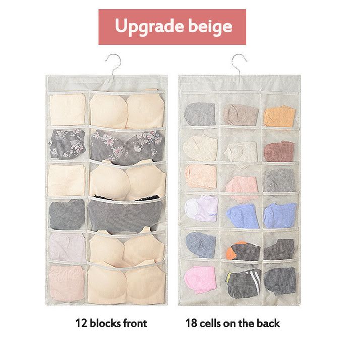 Shop Generic 6 Pocket Bag Closet Hanging Storage Bag Double-sided Underwear  Storage Bag Hanging Bag Wall Hanging Bra Socks Storage Bag Wardrobe  Dormitory Hanging Storage Artifact Apricot- M Online