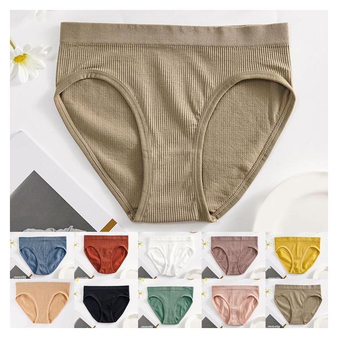 Shop Generic Women High Waisted Panties Ribbed Cotton Seamless
