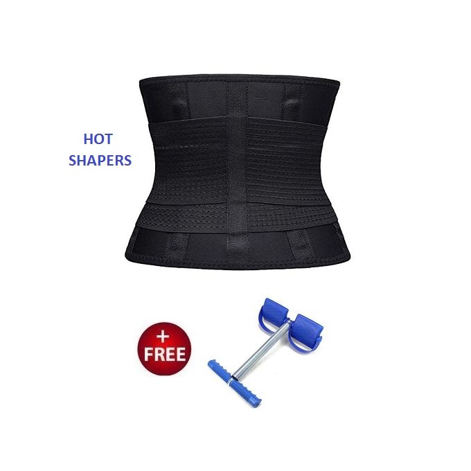 Shop White Label Hot Body Shaper Waist Trainers - Black + Free