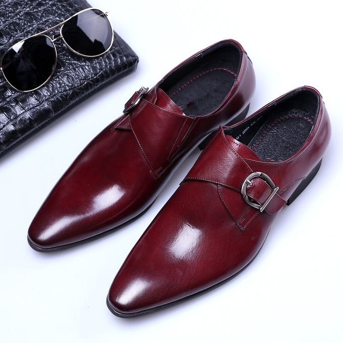 Shop Generic Pointed business shoes men's authentic buckle shoes ...