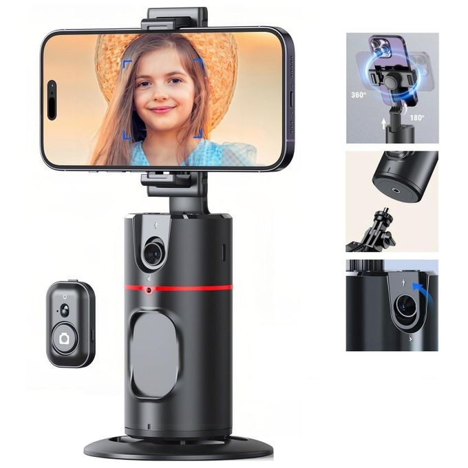 Smartphone Gimbal Stabilizer with Wireless Remote Control, Extendable Selfie Stick and Tripod, 360 Automatic Rotation, Automatic Balance for Vlog and Anti-Shaking for Live Videos, 1-Axis, for Phone
