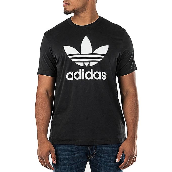 Buy Adidas Printed Round Neck Short Sleeve T-Shirt - Black online ...