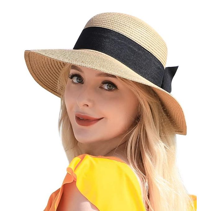 Generic Hats for Women, Wide Brim Sun Straw Hat for Women UV Sun Protection  Sun Hat Foldable Roll up Cap