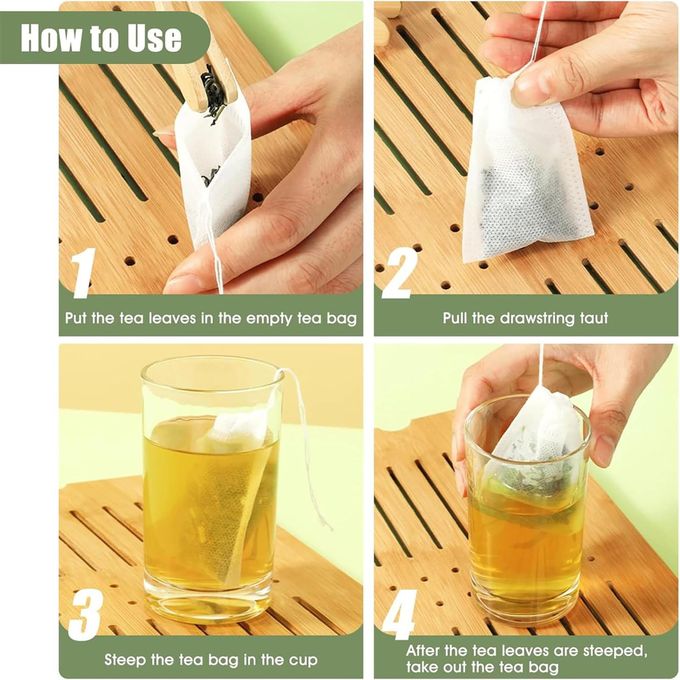 Abeillo 1000-Pack Disposable Tea Bags – Drawstring Empty Bags For Loose Leaf Tea, Odorless Non-Woven