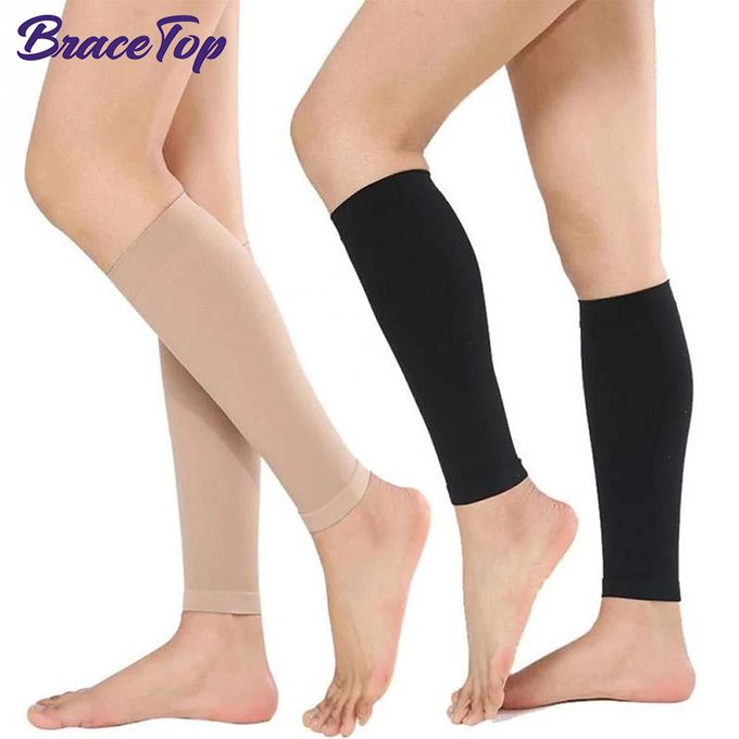 Shop Generic 2Pcs Sport Unisex Compression Leg Sleeve Relieve Varicose Veins  Compress Socks Firm Support 21-32mmHg Leg Brace-Black Calf Sleeve Online