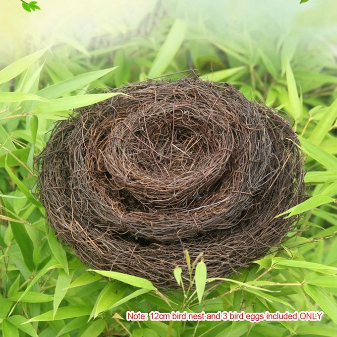 Bird Nest Crafts with 3 Bird Eggs H andmade Easter Rattan Bird House Home  Decoration Wedding Show Window Ornament Garden Yard 