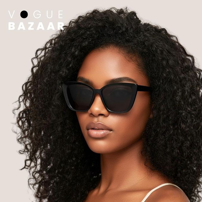 VOGUE BAZAAR Large Cat-eye Fashionable Oversize Sunglasses for Women Men, Classic Black Frame, UV400 Protection Unisex - Image 3