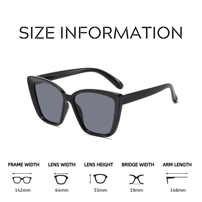 VOGUE BAZAAR Large Cat-eye Fashionable Oversize Sunglasses for Women Men, Classic Black Frame, UV400 Protection Unisex - Image 4