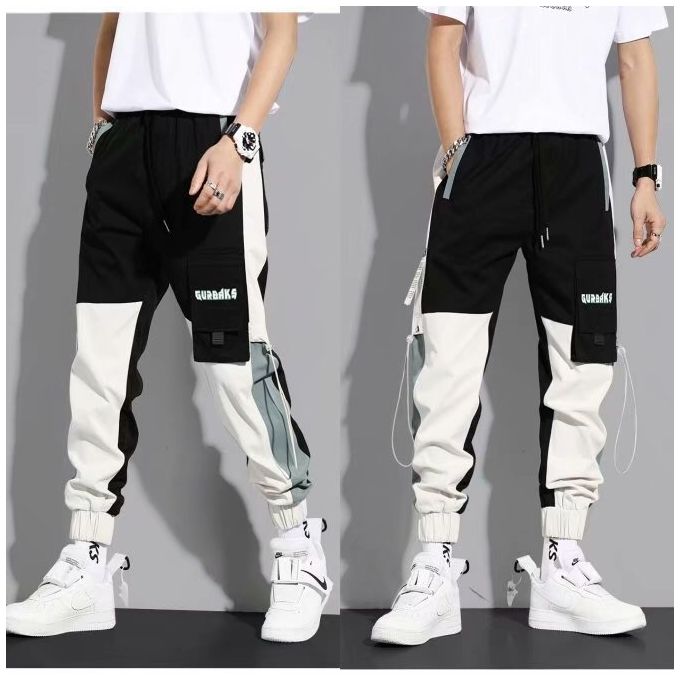 Shop Fashion Personality stitching contrast color overalls men's trendy ...